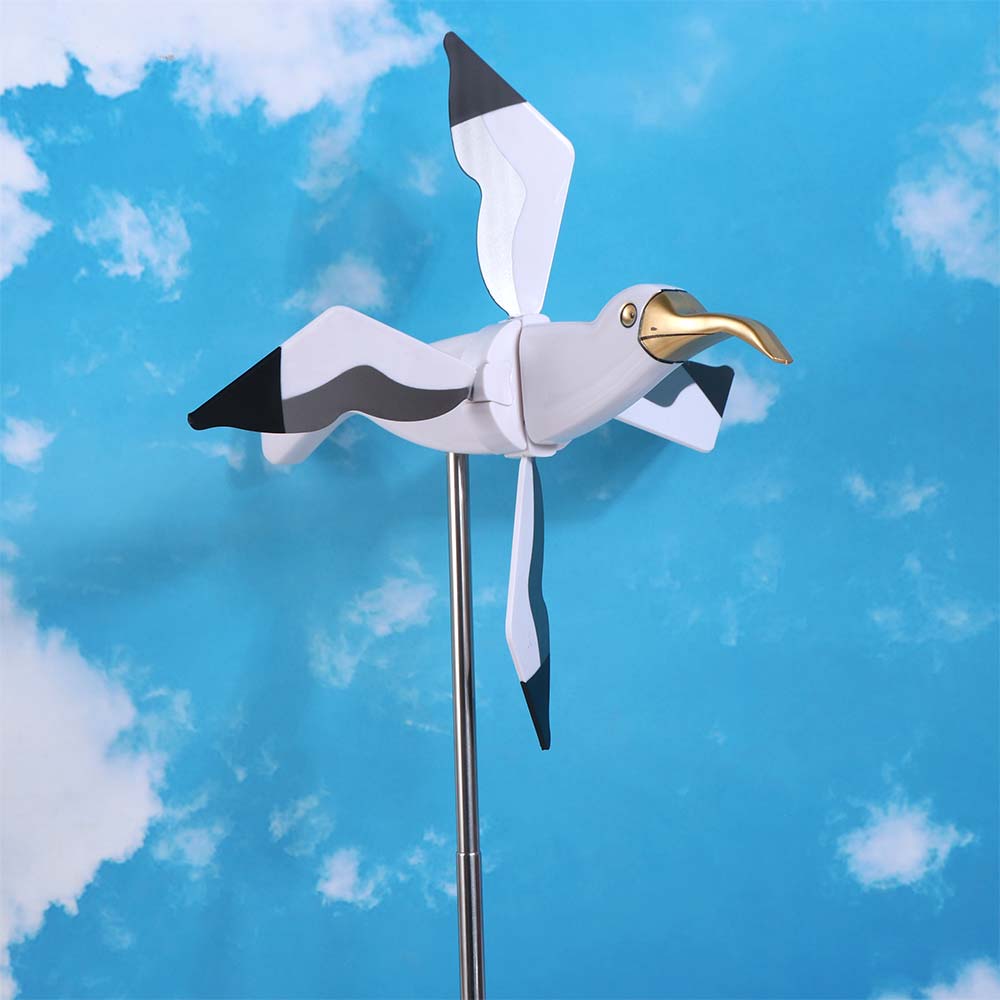 Fade Resistant Seagull Windmill Stable Bird Shape Windmill Spinners Bird Wind Spinners  for Garden
