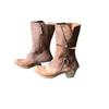 Plus-size Shoes, Thick-heeled Mid-calf Knight Boots, Retro Round-toed Mid-calf Thin Leather Boots, Women's Shoes