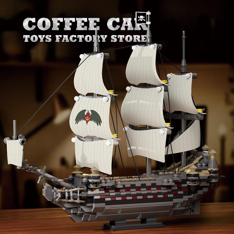 Ungiftige Segelschiff Moc Bausteine Puzzle Spielzeug Piratenschiff Modellbausatz Schwarze Segelboot Bausteine Mit Basis DIY Dekoration Kinder Erwachsenen Geschenk