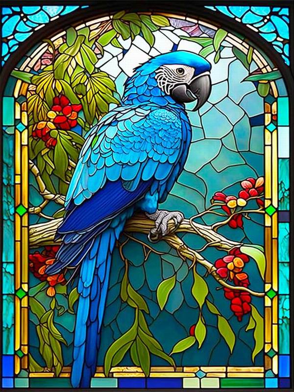 Barevné sklo Diamantový obraz Barevný papoušek kutilství plný čtverec kulatý vrták drahokamy výšivka Zvířata Ptáci Mozaika Sady křížkového stehu Nástěnná dekorace