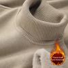 Men Thickened Turtleneck Sweater Fleece Lined Pullover Sweater Warm Knitted Long Sleeve Top Casual Loose Fit