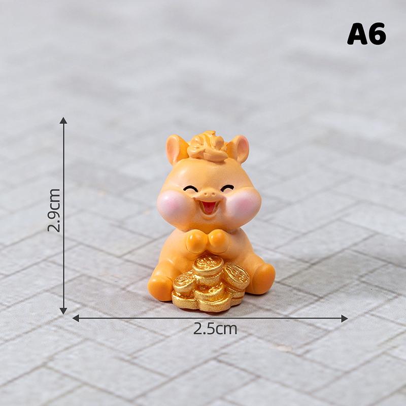2026 New Year Figurines Miniatures Cartoon Lucky Horse Micro Landscape Car Interior Home Desk Ornaments Room Decor Gift