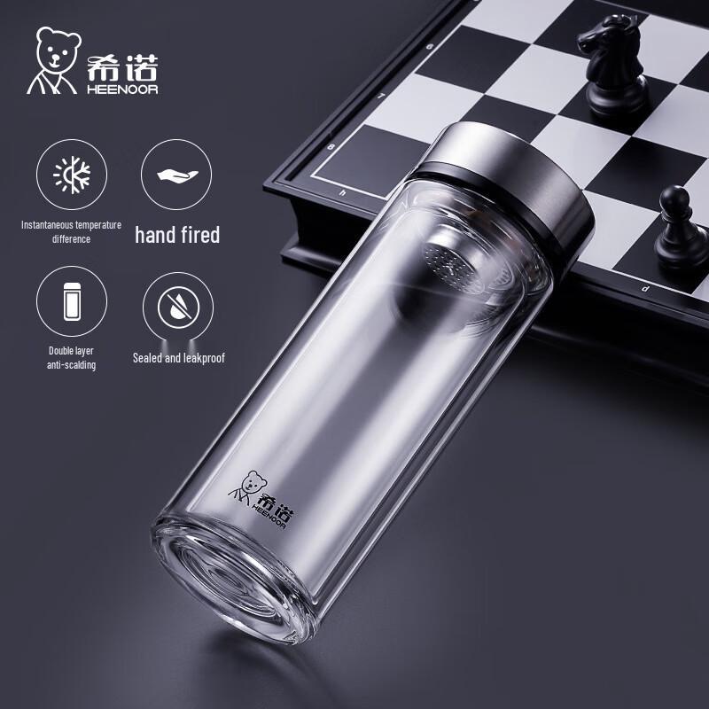 ZhiShi Double-Layer Borosilicate Glass Mug with Lid
