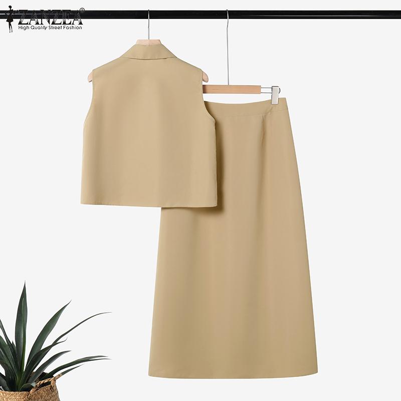 ZANZEA Womens Sleeveless Vest Tops and Long Skirts Summer Two Piece Suit Sets