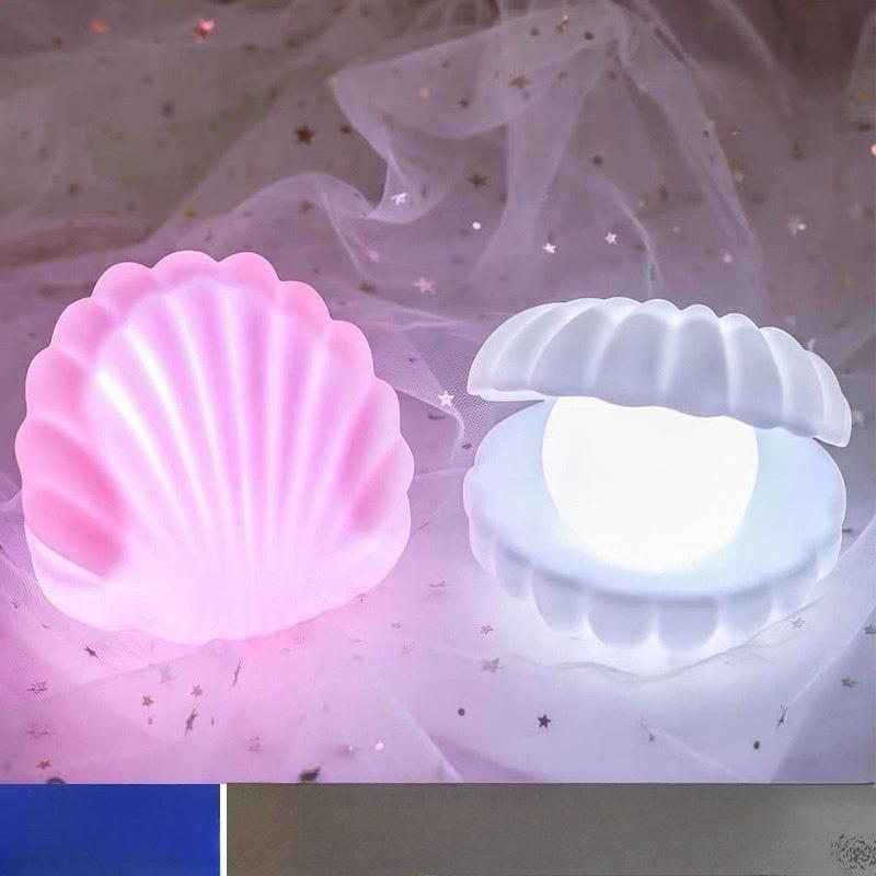 1 Stück Perlmutt Muschel Nachtlicht Schlafzimmer Wohnheim Weiches Licht Augenschutz Umgebungslicht Heiß Kreative Kleine Ornamente für Geschenke an Freunde