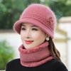 Hat Female Autumn and Winter Rabbit Hair Big Eaves Knitted Hat Old Hat Old Lady Fleece Warm Wool Hat