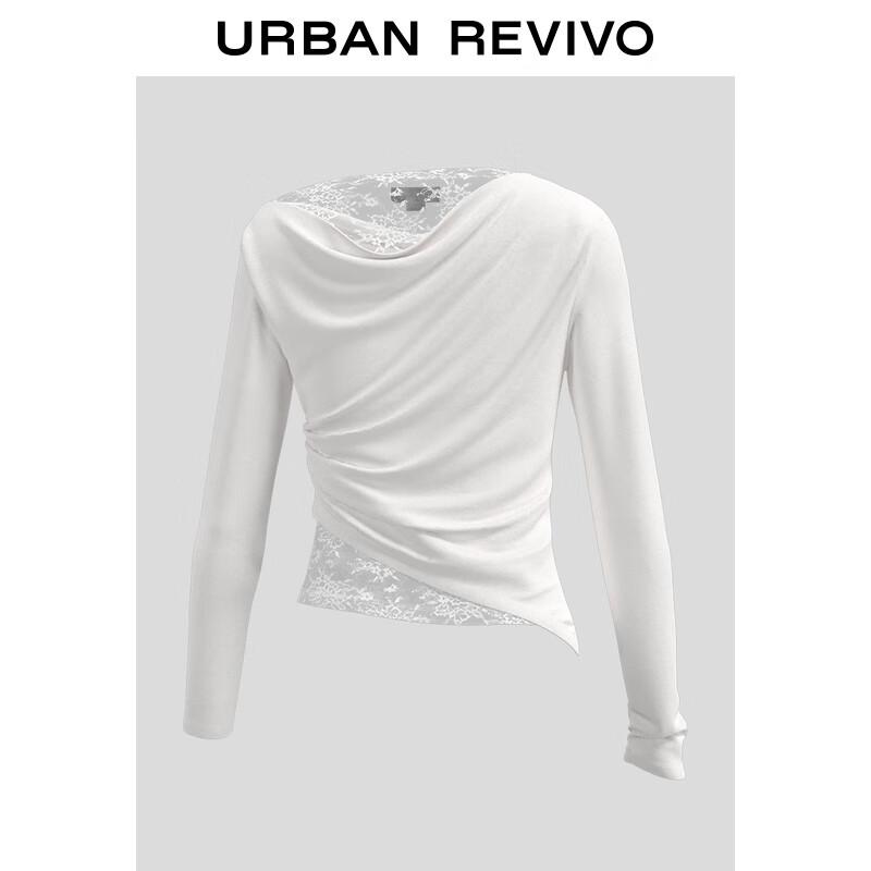 UR 2025 Women's Irregular Lace Off-Shoulder T-Shirt