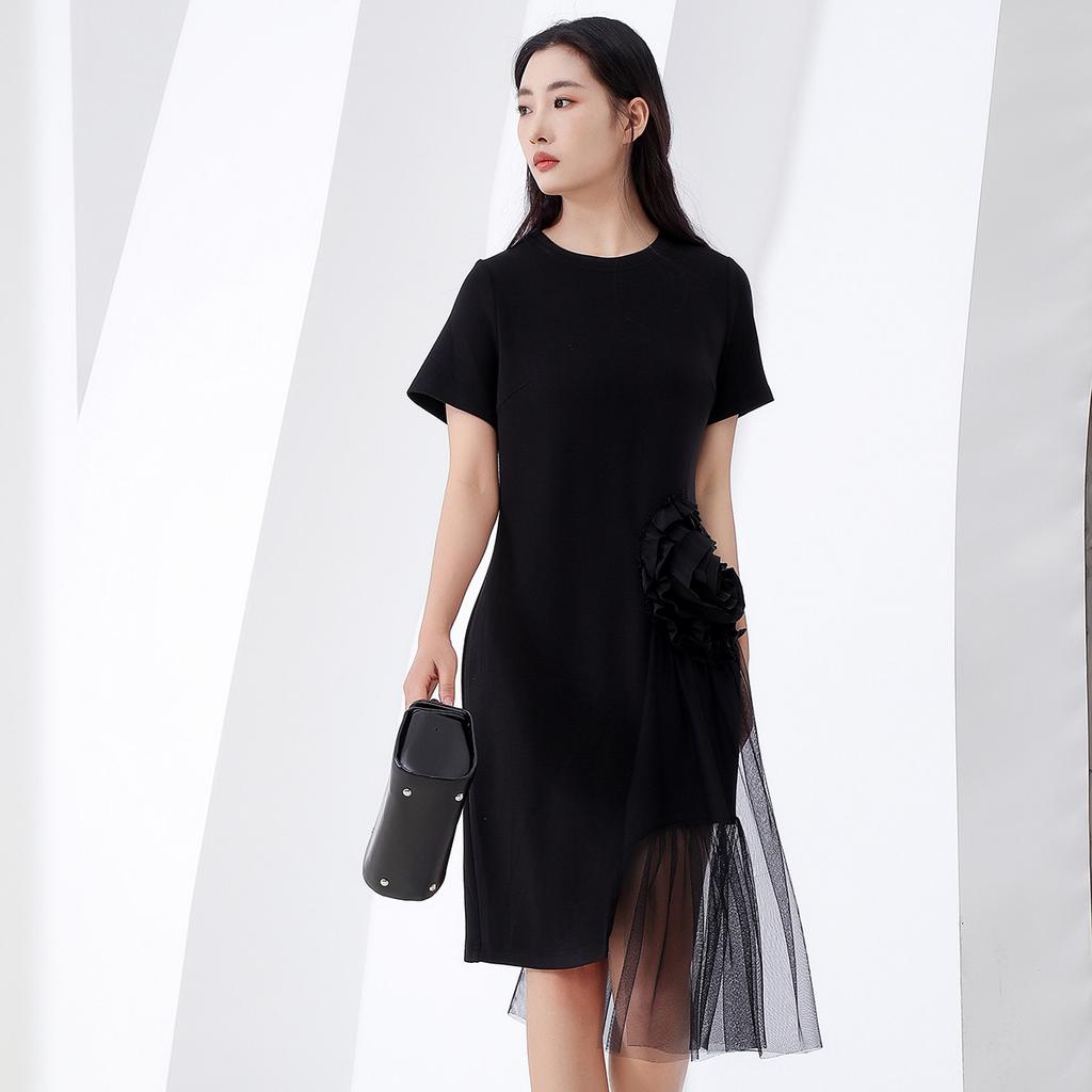 Little Black Dress Summer Solid Color Slimming Temperament Commuter Women's Dress