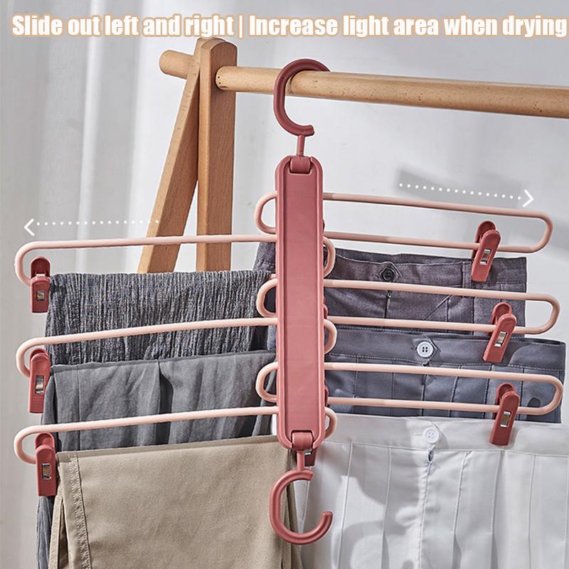 1PCS Folding Trouser Hanger,Retractable Magic Skirt Rack with Adjustable Clip,Multi-functional Organizer Racks for Pants Bra