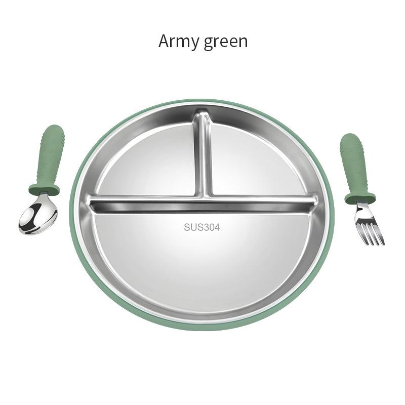 

Набор детских тарелок из нержавеющей стали с присоской, 9-дюймовая разделенная тарелка для малышей со съемным силиконовым чехлом, подходит для детей