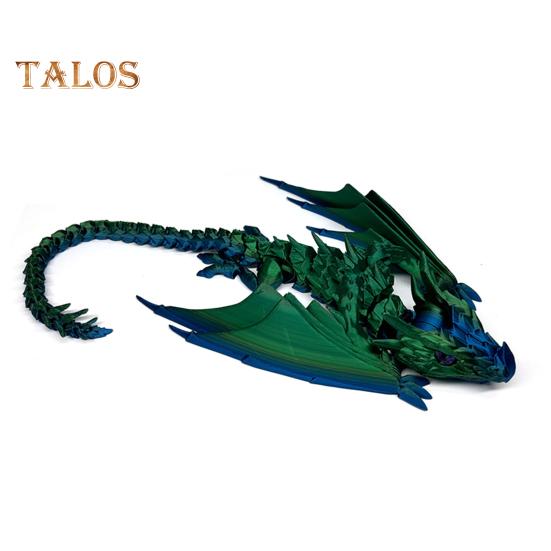 

3D-печатный крылатый дракон, гибкий шарнирный дракон с крыльями, игрушка-дракон для домашнего офиса, декор для стола, снятие стресса зелёный/синий