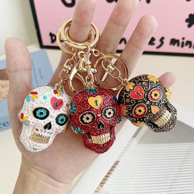 Mandala Skull Keychains Goth Style Skull Key Chain Pedant Skeleton Keyring  Halloween Gifts