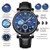 Dawn Sun Moon Stars Multifunctional Men's Quartz Watch with Luminous Moon Phase Chronograph