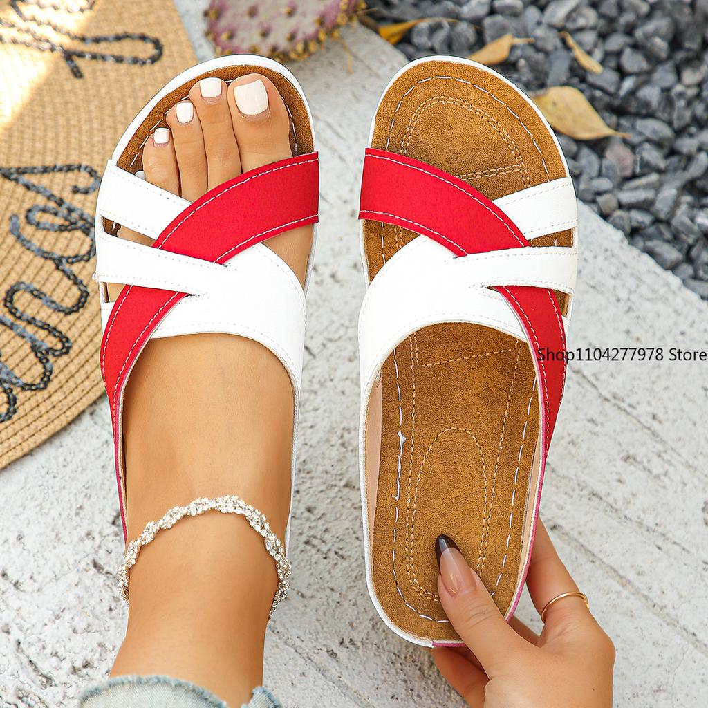 Fashion Plus Size 43 Women Wedge Sandals Premium Orthopedic Open Toe Sandals Vintage Anti-slip Leather Casual National Style Shoes Women