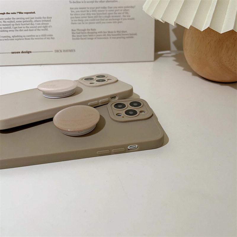 Retro einfarbig matt mit Halter Hülle für iPhone 15 14 13 12 11 Pro Max 7 8 Plus XS X XR SE 2 Mini Soft Silikon Bumper Cover