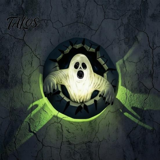 Resin Ghost Spooky Decor Break Out The Wall Halloween Decoration, Light Up Desk Accessories Horror Statue for Haunted House, Holiday Home Decorative