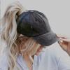 Vintage Ponytail Baseball Cap Women izable Fit Snapback Hat Mesh Distressed Summer Cap Woman Sunhat