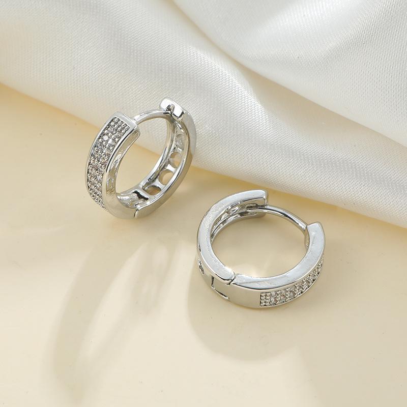 Huazi Style Zircon Stud Earrings for Women - Gold-Plated, Non-Fading Luxury Jewelry
