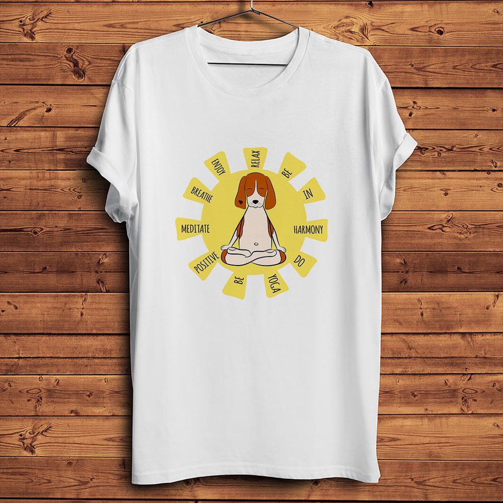 Beagle Dog Yoga Meditation Sun Salutation Surya Namaskara Funny T ShirtCasual Short Sleeve TeeUnisex Tshirt Breathable Print S