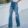 YYFS Women's Fashion Ripped Denim Casual High Waist Trousers Pants & Capris Casual Trousers