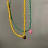 2024 Nouvelle Tendance Vintage Résine Acrylique Rose Cœur d'Amour Vert Collier Perlé pour Femmes Bijoux Esthétiques Mode Accessoires de Cou