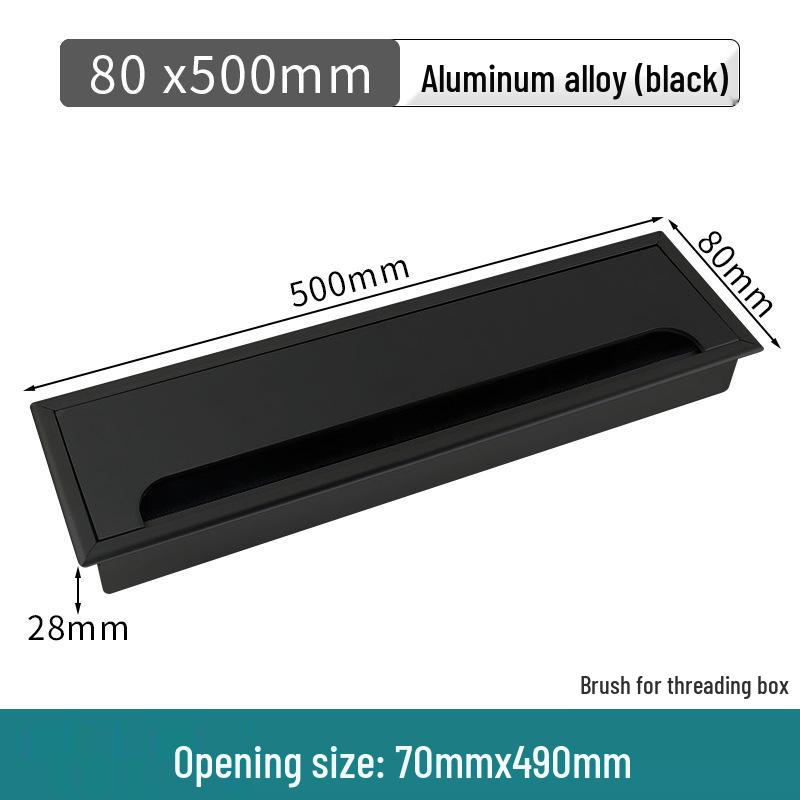 Aluminum Office Desk Cable Cover with Bristles - Sound-Dampening Rectangular Wire Organizer