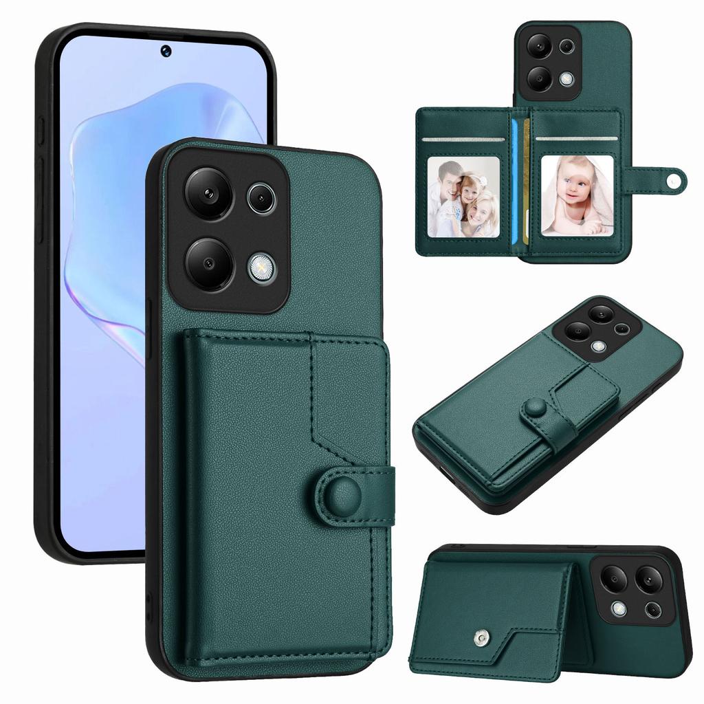 For Xiaomi Redmi Note 13 Pro 4G Case RFID Blocking Card Holder Kickstand TPU + PU Leather Phone Back Cover