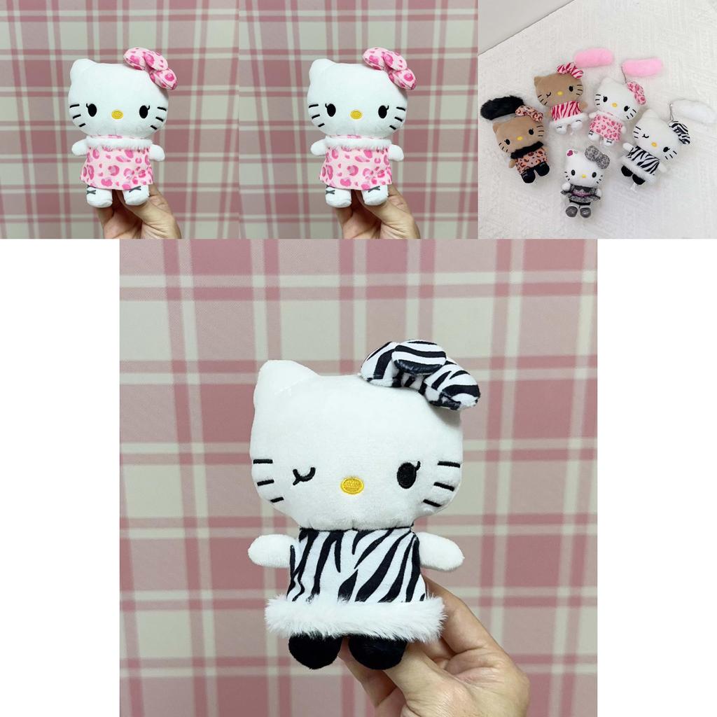 Fun Hello Kitty Plush Pendant With Leopard Print Dress Decor For Collectors And Kids