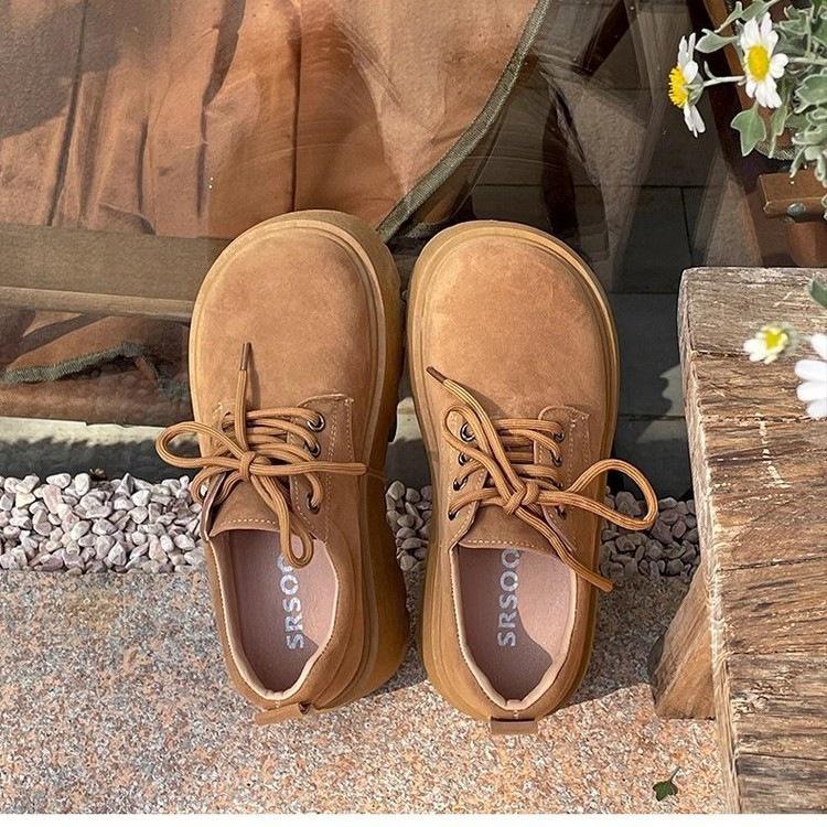 Muffin bottom thick-soled lace-up matte new retro small man looks thin and increases height Birkenstock single shoes