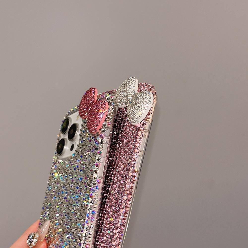 3D Glitter Bowknot Diamond Crystal Phone Case for iPhone 13 12 15 14 16 Plus 17Pro 17 Pro Max Air 11 Shockproof Bling Cover Case