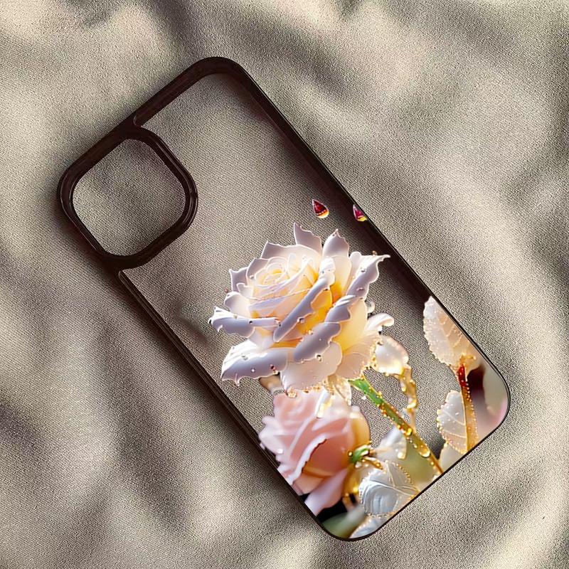 Luxury Adanced Roses Phone Case For Iphone 17 Air 16 15plus 14 13 12 11 Pro Max Clear Stylish Cover Elegant Protective Funda