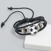 Fashion Beaded Football Fans Surrounding Leather Bracelet Commemorative Gift Sports Bracelet European and American Jewelry