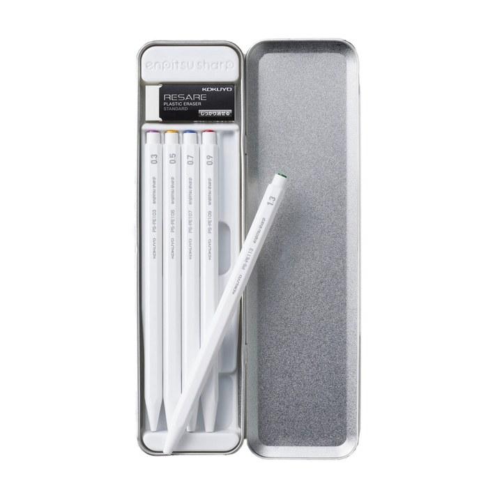 Kokuyo Sharpened Pencil Resare Limited Set with Pen Case White PS-PE100-L4