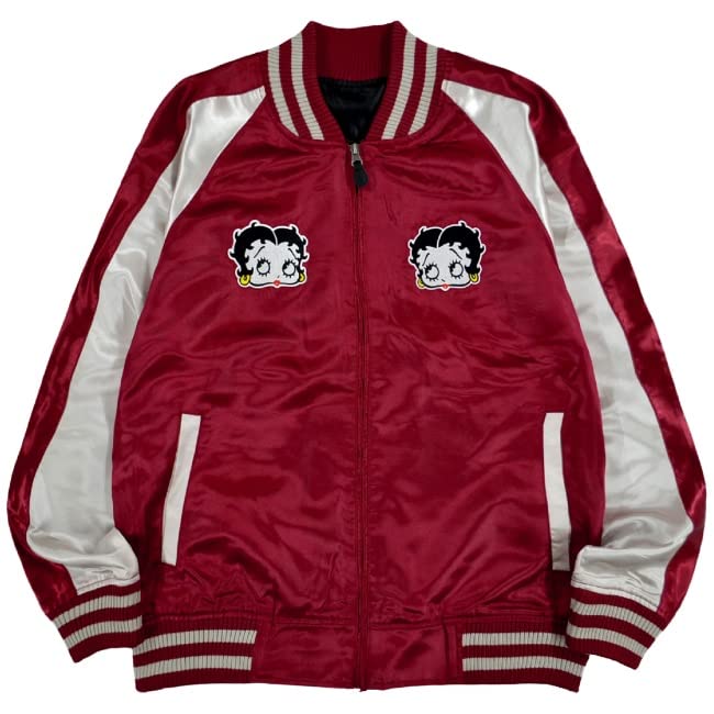 [Yoshida Yu] Betty Boop Betty-chan Embroidered Sukajan Long Sleeve Outerwear (WinexSilver, Size M)
