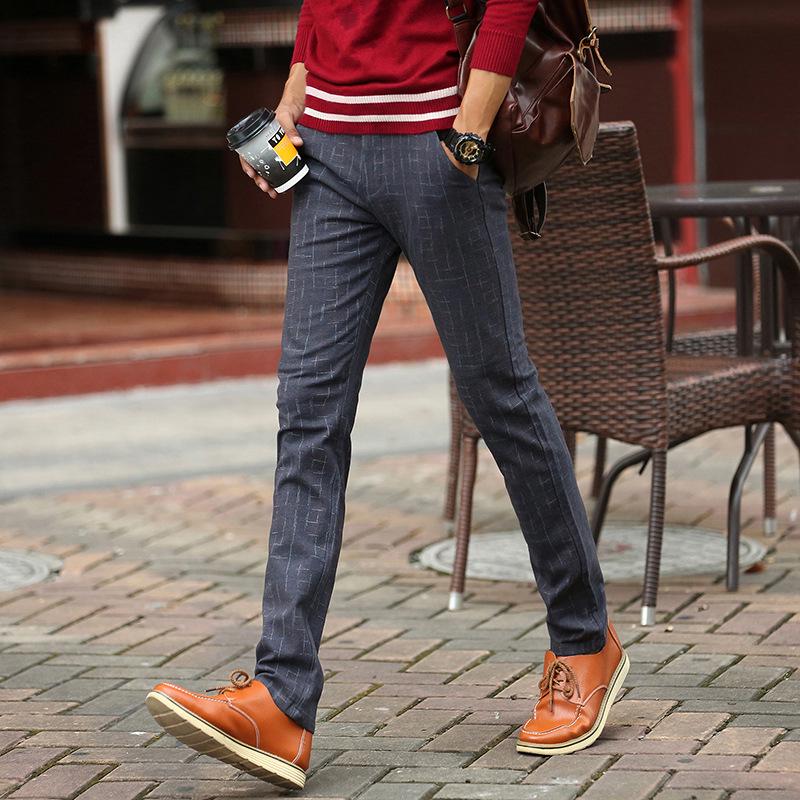 Men s Straight-Leg Casual Trousers: Stretch-Fit Cotton-Linen Blend Slim-Fit Long Trousers 36