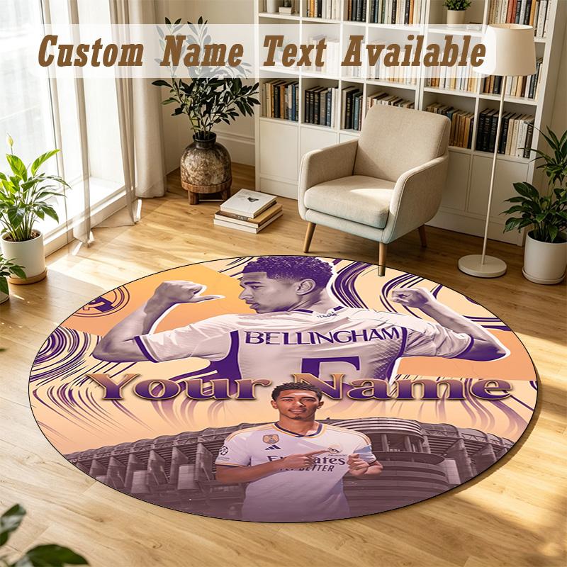Tappeto Rotondo Nome PersonalizzatoJude Bellingham Pattern Tappeto Antiscivolo Decorazione Pavimento Casa