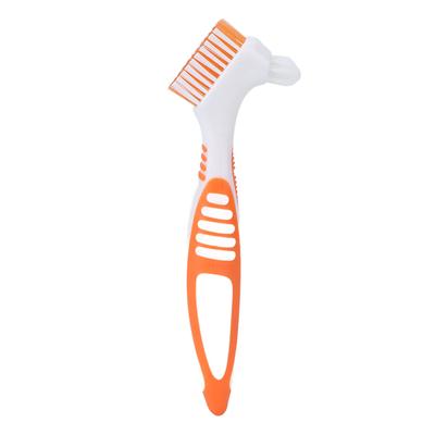 Denture Toothbrush Dual Head Safe Denture Cleaning Tools for Partial Dentures Half Dentures Complete Dentures Orange
