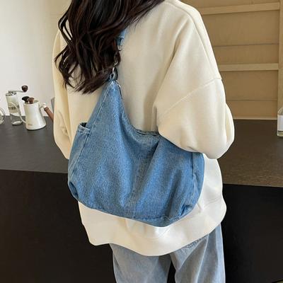 Damska torba na ramię z denimu o dużej pojemności proste retro torby crossbody przenośna torba codzienna moda