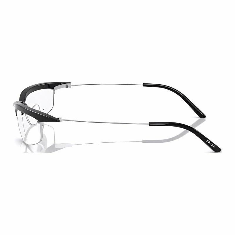 Prada Brand logo metal cat eye optical frame women's black