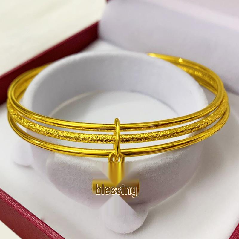 Shajin Jewelry Lotus Pod Bangle: Three Lives, Three Worlds Fu Character - Luxury Women's Imitation Gold Accessory.