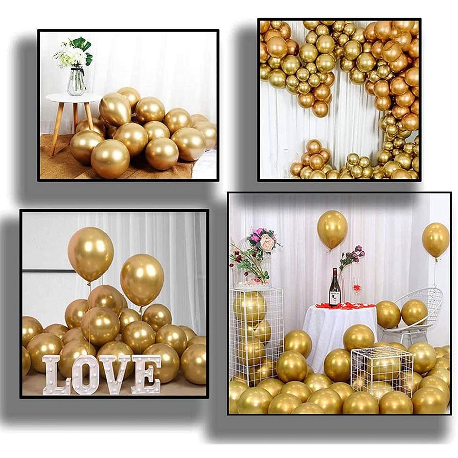 Gold chrome balloons birthday decoration set of 100 large metallic pieces