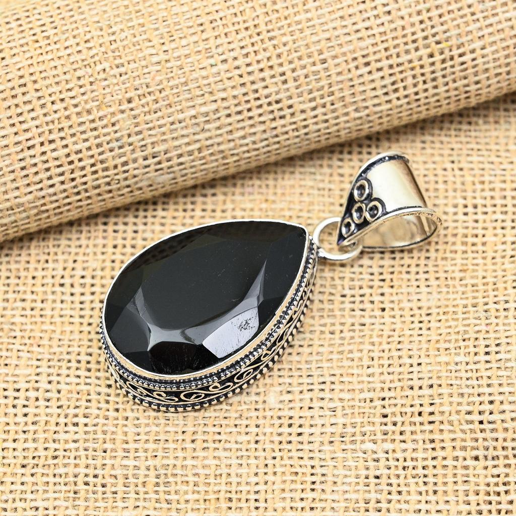 Gorgeous Black Spinel Gemstone Handmade 925 Sterling Sliver Jewelry Pendant For Women