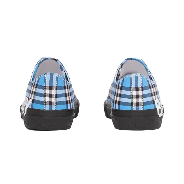 Burberry Low top Stylish Skateboarding Shoes Women's Azure Blue (Unisex) Canvas Shoes 80395201