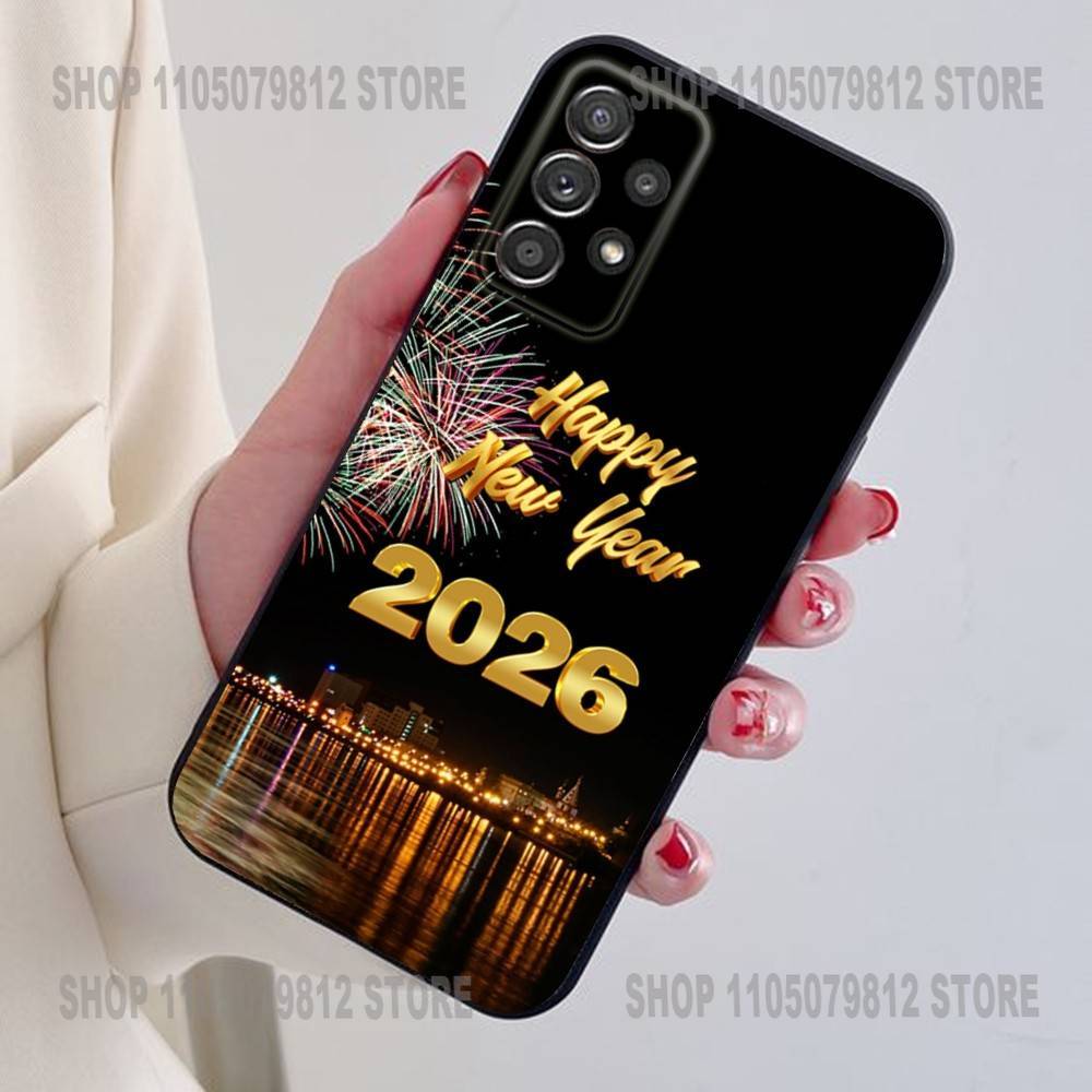 New Year Gift Cartoon Christmas Silicone Phone Case For Samsung S24,21,22,23,30,Ultra,20,Plus,Note,10,9,Black Soft Silicone Case