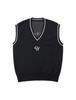 Clever Field V-Neck Dot Graphic Knit Vest [Black]
