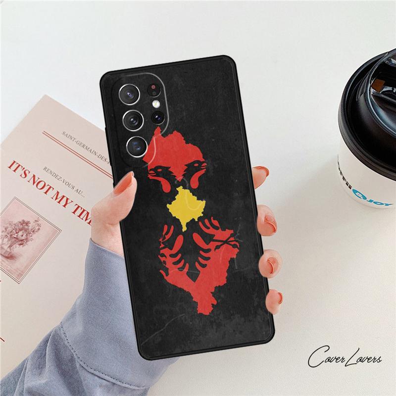 Albanian Flag Eagle phone case For Samsung Galaxy S24 S25 S23 S22 Ultra Note 10 20 Plus S20 S21 FE Cover