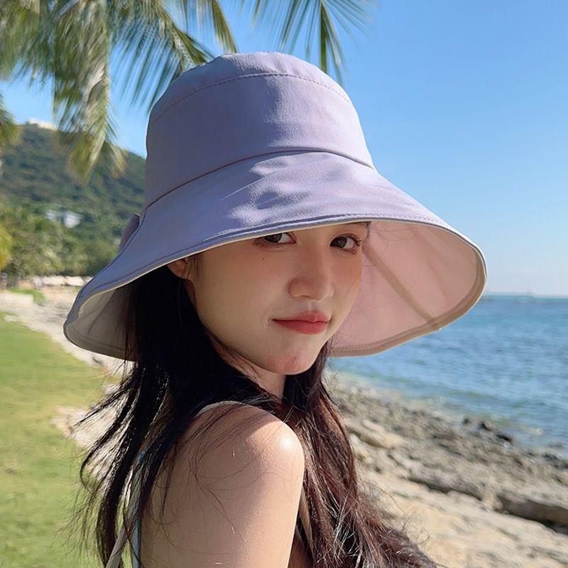 Spring and Summer Women's New Bowknot Fisherman Hat Suitable for Outdoor Travel Multi-Function Sunshade Cap and Sunscreen Cap