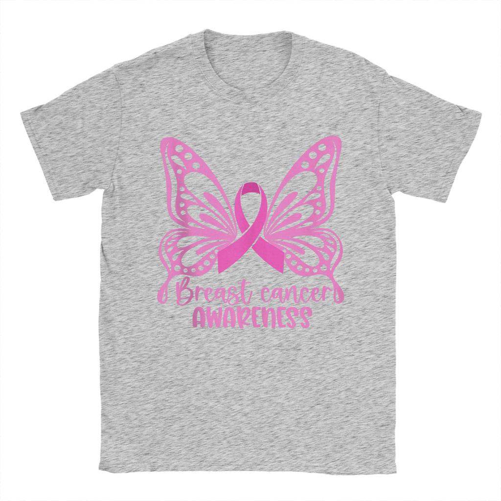 Men's T-Shirts Breast Cancer Awareness Pink Vintage Cotton Tee Shirt Short Sleeve  T Shirts Round Neck Tops Printed