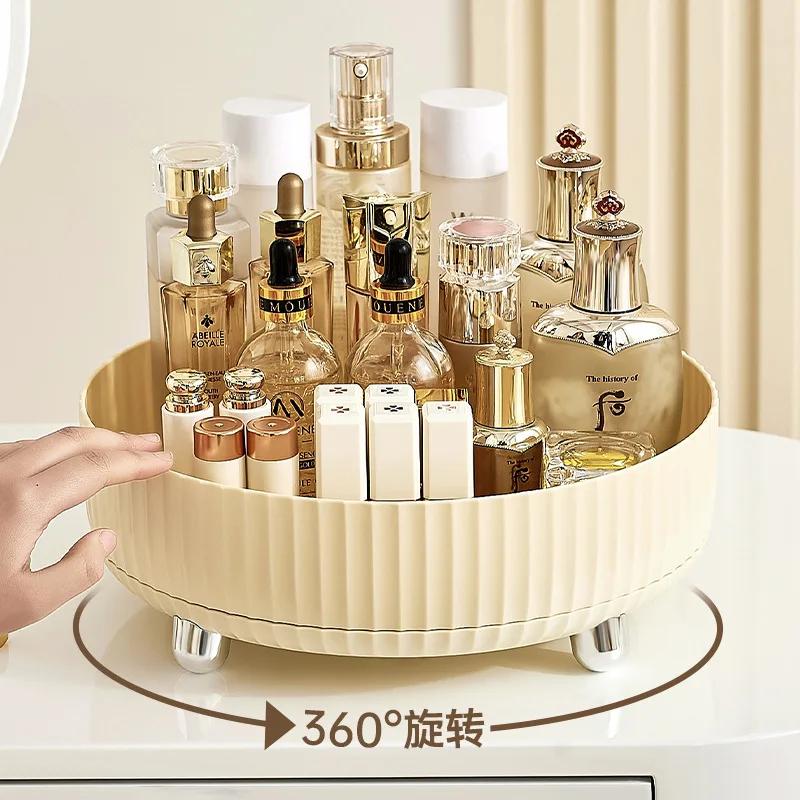360 Rotating Cosmetic Organizer Non-Slip Cabinet Makeup Storage Tray Kitchen Plastic Seasoning Bottle Storage Box Fruit Tray