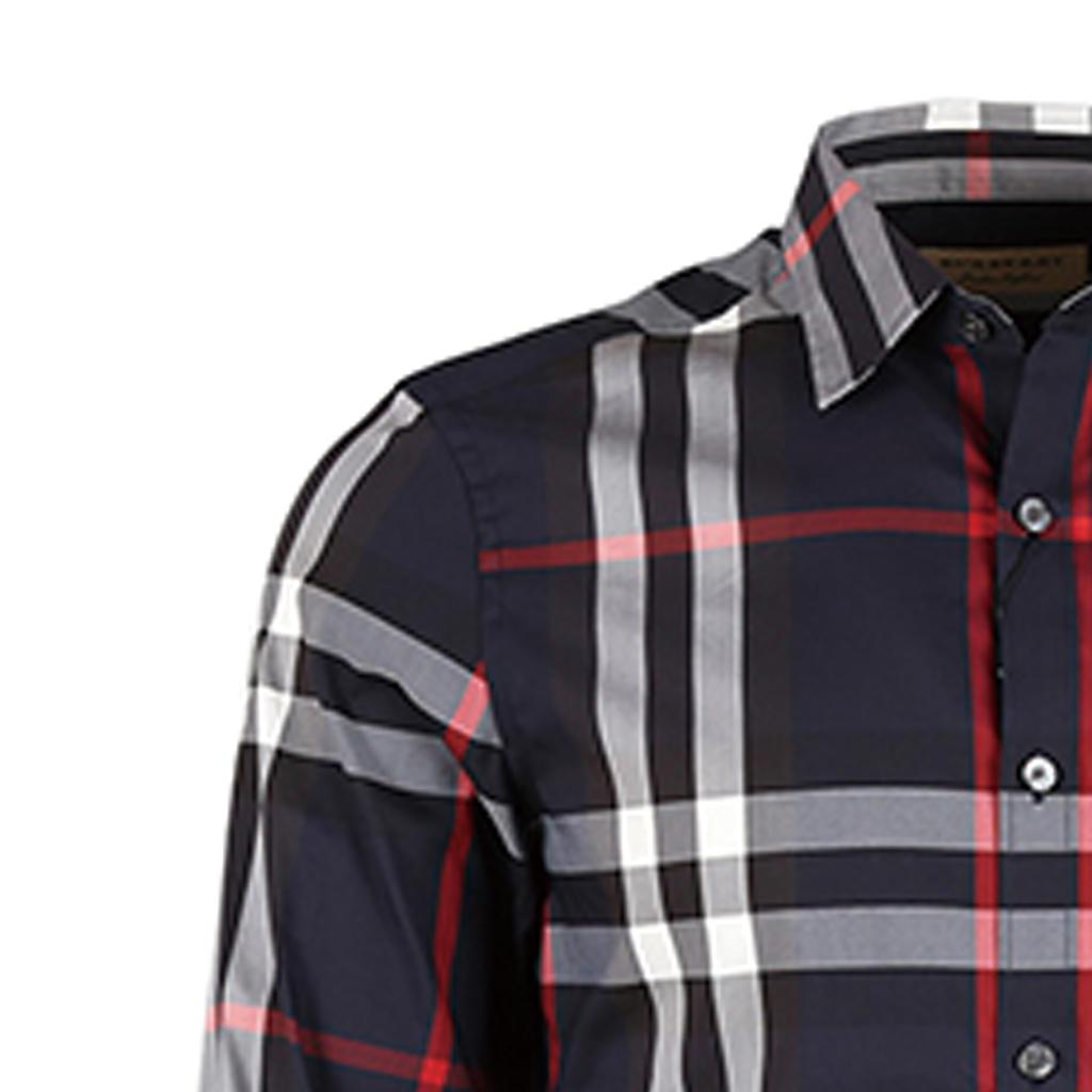 Burberry Shirts Men's Navy Blue Pointed Collar Moderate Other 40067311